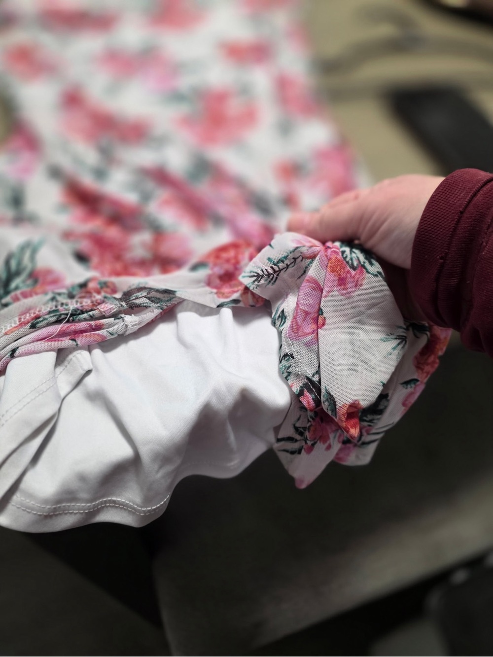 Pink Floral Crewneck Short Sleeve Mini Dress by - Picture 7 of 11